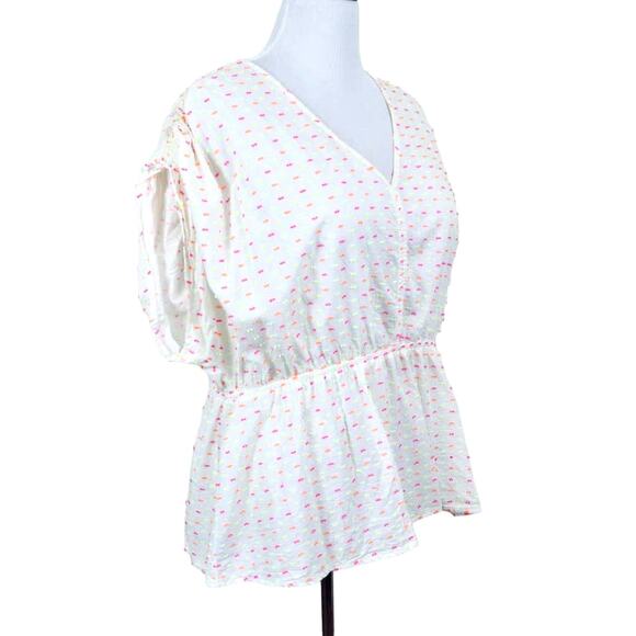 Lane Bryant Size 18/20 Plus Textured Peplum Blouse Dolman Sleeve White - Picture 6 of 11